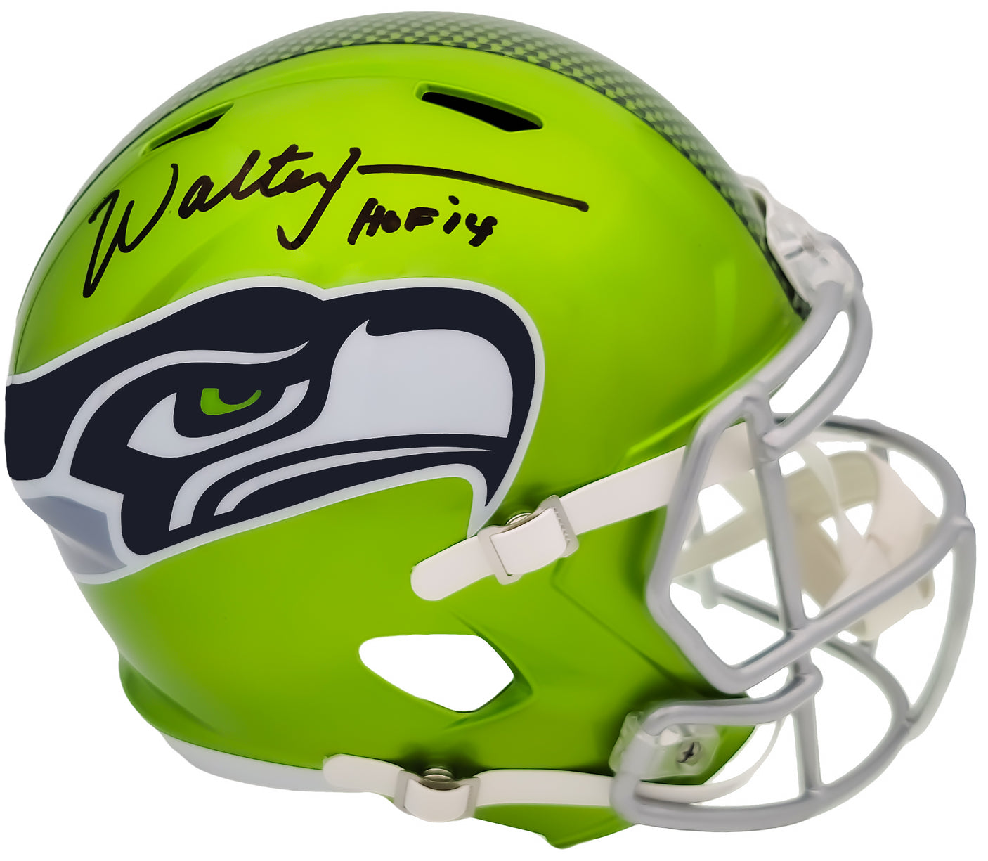Walter Jones Autographed Seattle Seahawks Flash Green Full Size Replica Speed Helmet "HOF 14" MCS Holo Stock #203081