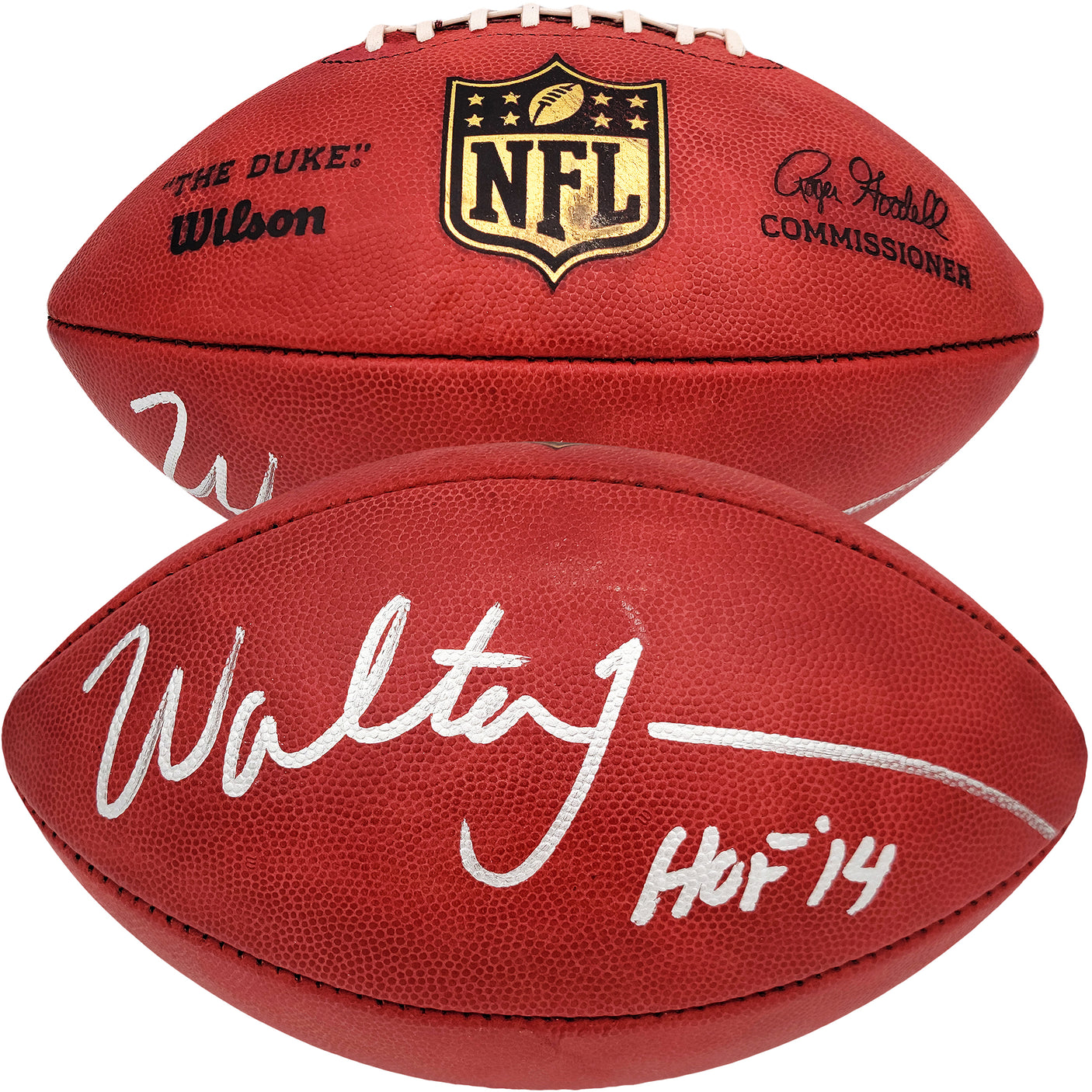 Walter Jones Autographed Official NFL Leather Football Seattle Seahawks "HOF 14" MCS Holo Stock #203089