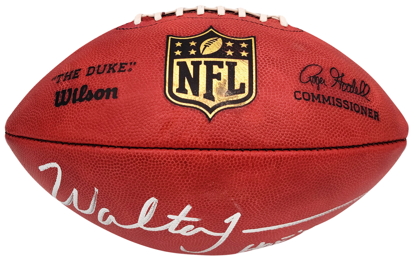 Walter Jones Autographed Official NFL Leather Football Seattle Seahawks "HOF 14" MCS Holo Stock #203089