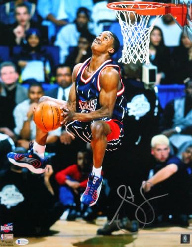 Steve Francis Signed Rockets 16x20 FP Photo Backward Dunk- Beckett Witness *S