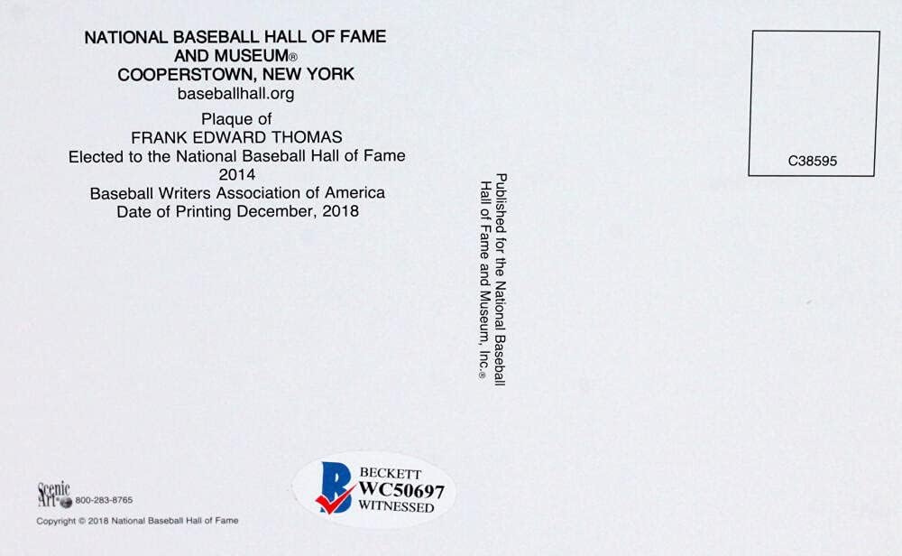 Frank Thomas Autographed National Baseball HOF Goal Line Art Card- Beckett W*Blu