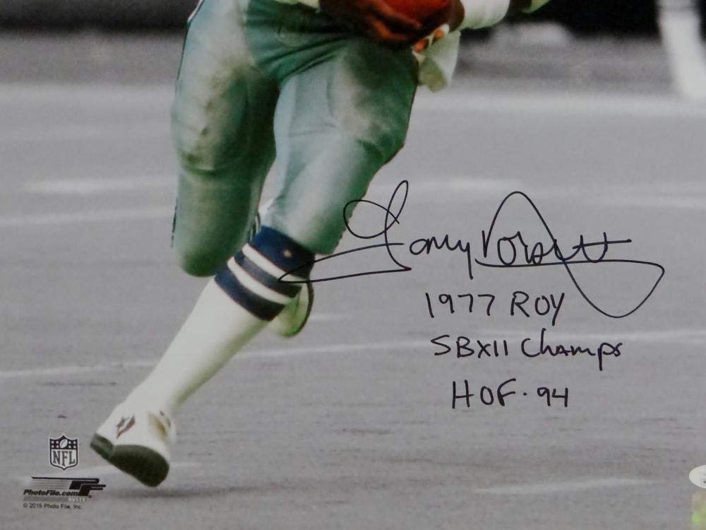 Tony Dorsett Signed Cowboys 16x20 PF BW & Color Photo w/ 3 Insc- JSA W *1977 ROY