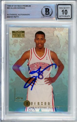 1996-97 Skybox Premium #85 Allen Iverson RC 76ers BGS Autograph 10