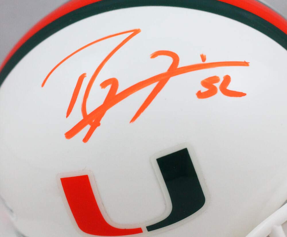 Ray Lewis Signed Hurricanes White Riddell Speed Mini Helmet-Beckett W Auth