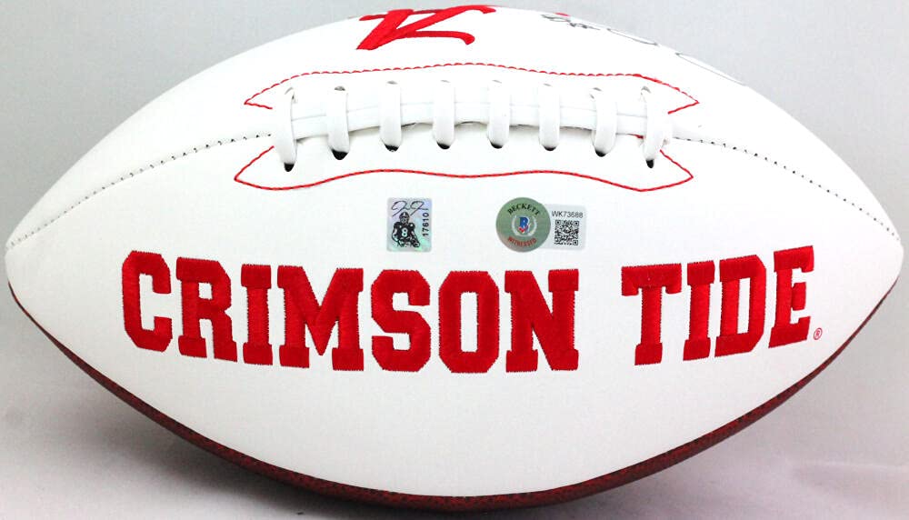 Josh Jacobs Autographed Alabama Crimson Tide Logo Football- Beckett W *Black
