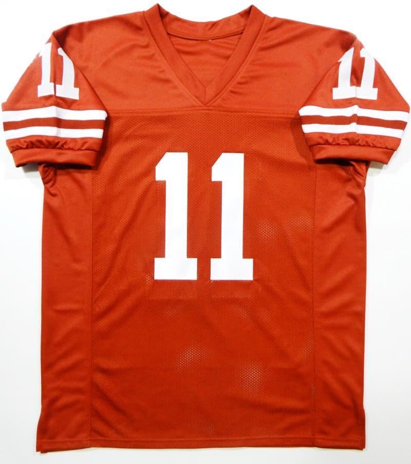 Major Applewhite Autographed Orange College Style Jersey w/ Hook Em- JSA W Auth