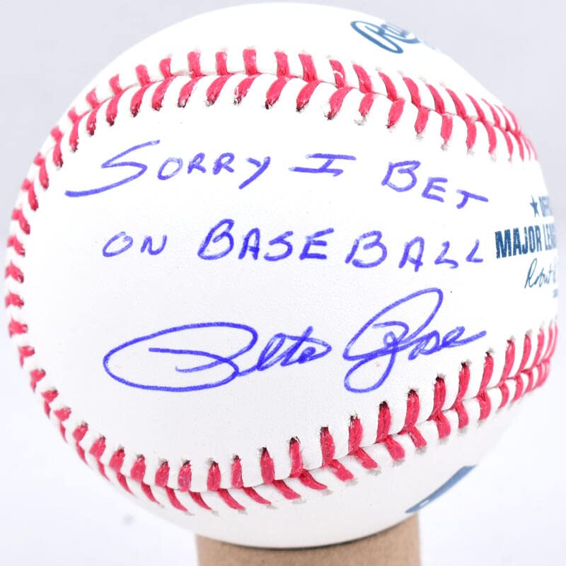 Pete Rose Autographed Rawlings OML Baseball w/ Sorry I Bet - Beckett W Hologram