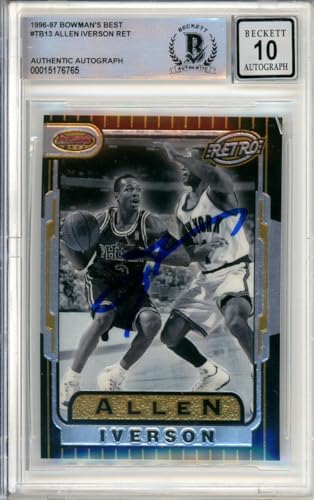 1996-97 Bowman's Best Retro #TB13 Allen Iverson RC 76ers BGS Autograph 10