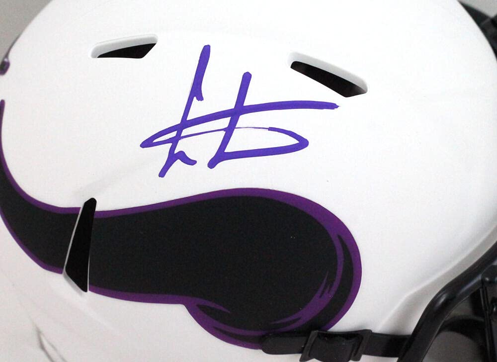 Cris Carter Autographed Vikings Lunar Speed Mini Helmet- JSA W *Purple