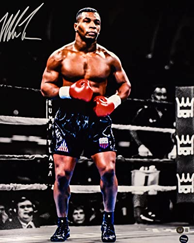 Mike Tyson Autographed 16x20 Spotlight Ring Photo- Beckett W Holo *Silver *Top