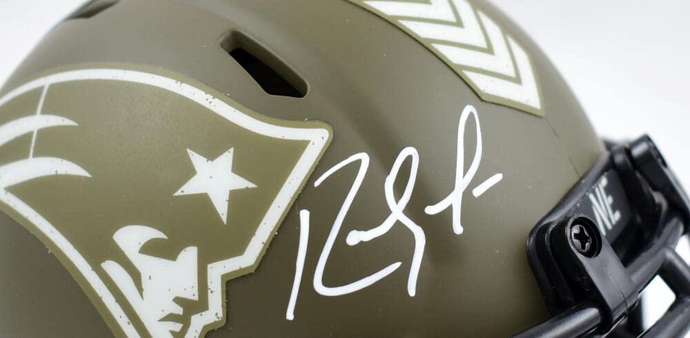 Randy Moss Signed Patriots Salute to Service Speed Mini Helmet-Beckett W Holo