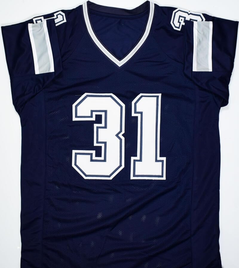 George Teague Autographed Blue Pro Style Jersey w/Defender of the Star-Prova