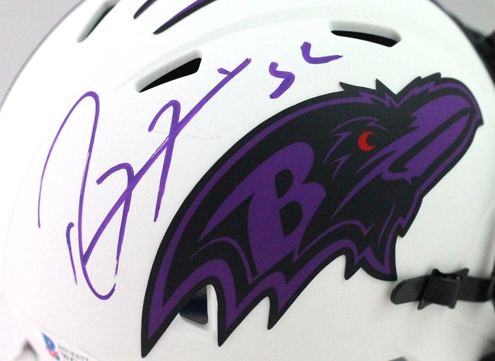 Ray Lewis Autographed Baltimore Ravens Lunar Mini Helmet- Beckett W *Purple