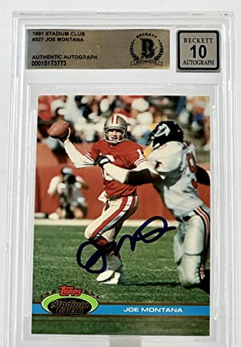 1991 Topps Stadium Club #327 Joe Montana Auto SF 49ers BGS Autograph 10