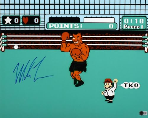 Mike Tyson Autographed 16x20 Punch Out Photo- Beckett Hologram *Blue *BOLD