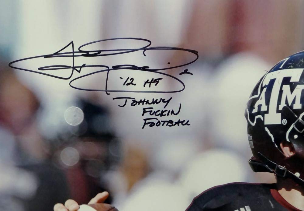 Johnny Manziel Signed Texas A&M 16x20 PF Photo Close Up w/ 2 Insc Beckett W Auth