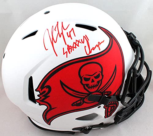 John Lynch Signed TB Bucs Authentic Lunar F/S Helmet w/SB Champs- Beckett W *Red