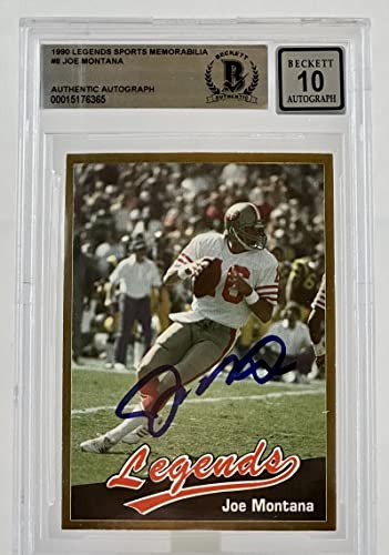 1990 Legends Sports Memorabilia #8 Joe Montana Auto SF 49ers BGS Autograph 10