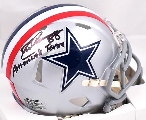 Drew Pearson Signed Cowboys 1976 Speed Mini Helmet w/America's Team- Prova
