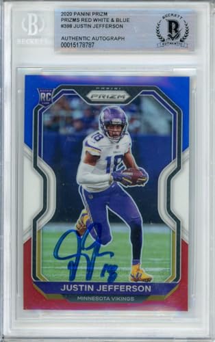 2020 Panini Prizm Red, White & Blue #398 Justin Jefferson RC Vikings BGS Auto 10