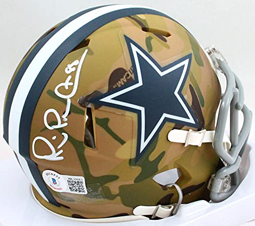 Michael Irvin Autographed Dallas Cowboys Camo Speed Mini Helmet- Beckett W Holo