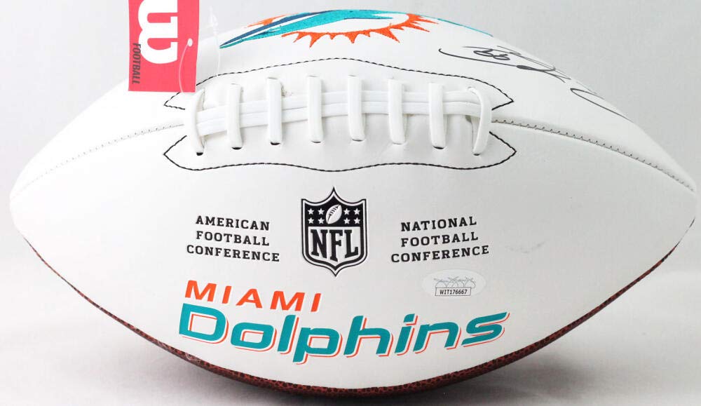 Jason Taylor Autographed Miami Dolphins Logo Football - JSA W Auth *Black
