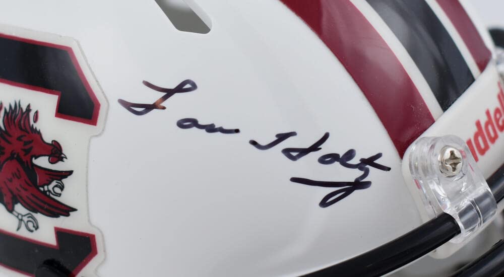 Lou Holtz Autographed South Carolina Gamecocks Speed Mini Helmet- Beckett W Holo