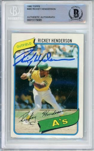 1980 Topps #482 Rickey Henderson RC Oakland A's BGS Autograph 10
