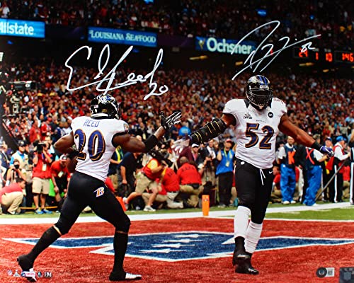 Ray Lewis Ed Reed Autographed Baltimore Ravens 16x20 HM EZ Photo -Beckett W Holo