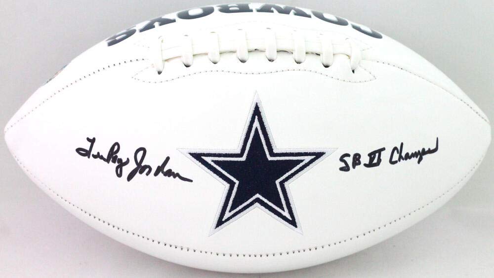Lee Roy Jordan Autographed Cowboys Logo Football w/ SB VI Champs- Beckett W*Blk