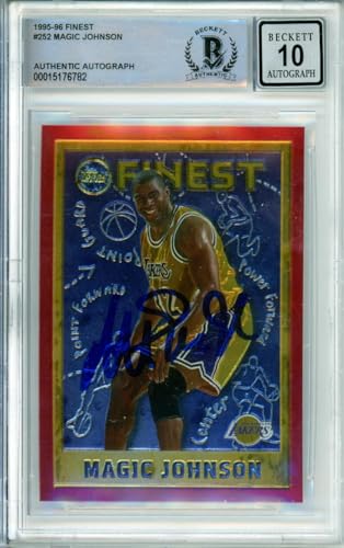 1995-96 Topps Finest #252 Magic Johnson Los Angeles Lakers BGS Autograph 10