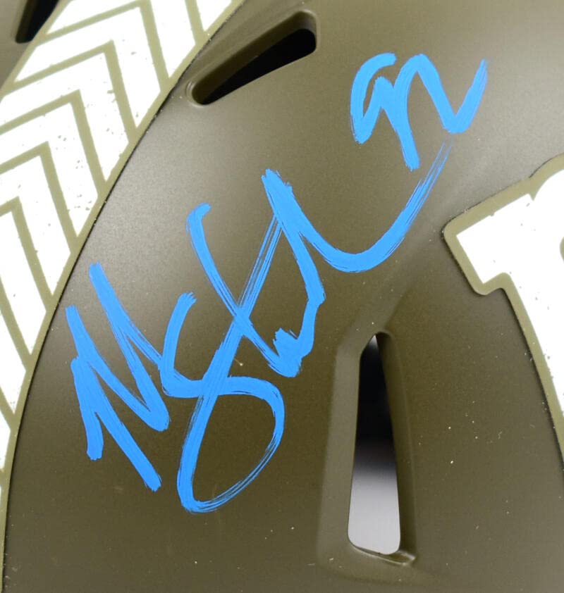 Michael Strahan Signed Giants Salute to Service Speed Mini Helmet-Beckett W Holo