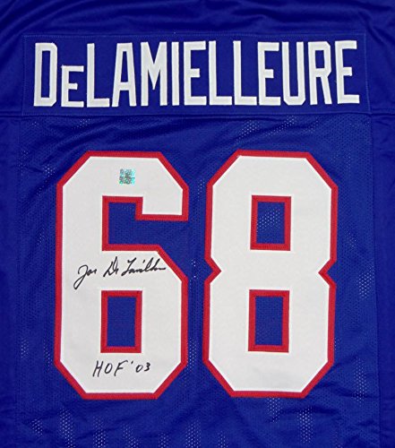 Joe DeLamelleure Autographed Blue Pro Style Jersey HOF Insc TheJerseySource Auth