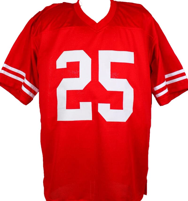 Elijah Mitchell Autographed Red Pro Style Jersey-Beckett W Hologram *Black