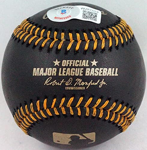 Ronald Acuna Autographed Black Rawlings OML Baseball- Beckett W *Gold
