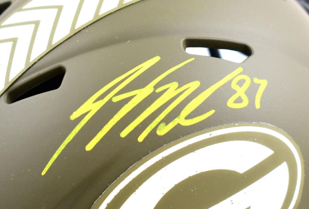 Jordy Nelson Signed Packers Salute to Service Speed Mini Helmet-Beckett W Holo