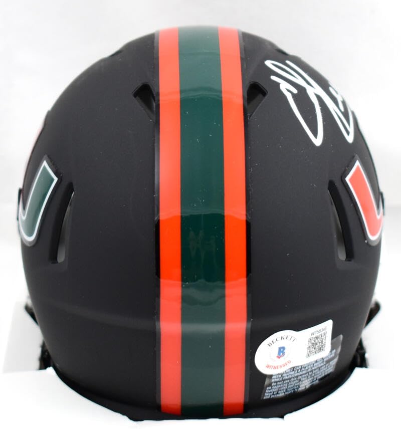 Ed Reed Autographed Miami Hurricanes Nights Speed Mini Helmet- Beckett W Holo
