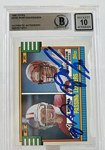 1990 Topps #229A Joe Montana Boomer Esiason Dual Signed BGS Autograph 10