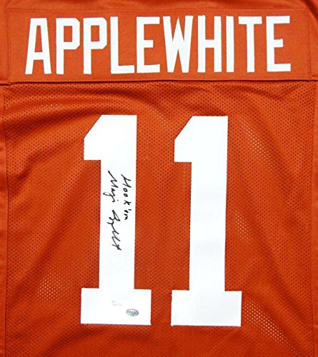 Major Applewhite Autographed Orange College Style Jersey w/ Hook Em- JSA W Auth
