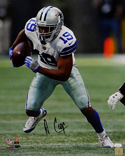 Amari Cooper Signed Cowboys 16x20 Running White Jersey PF Photo- JSA W Auth *Blk