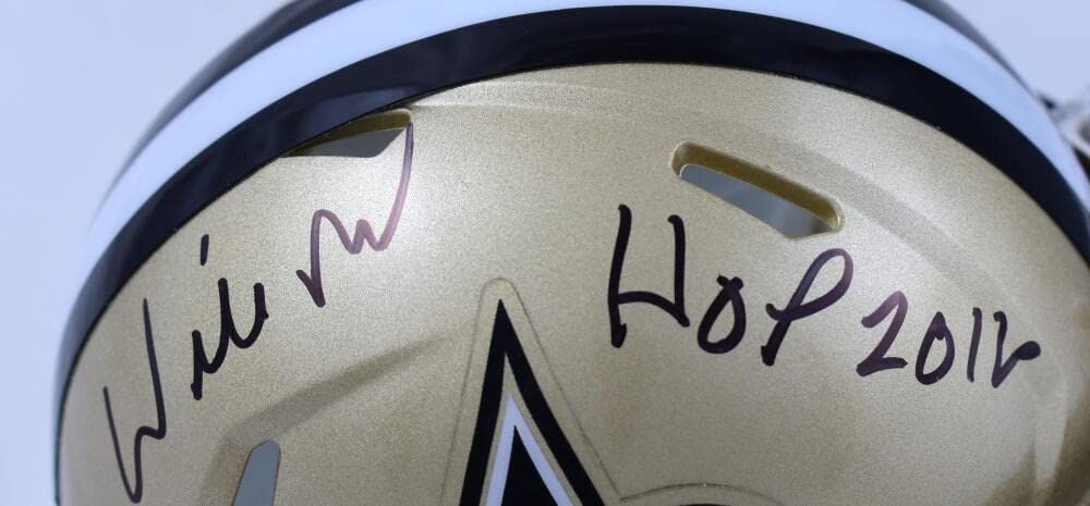 Willie Roaf Autographed Saints Speed Mini Helmet w/HOF- Prova *Black