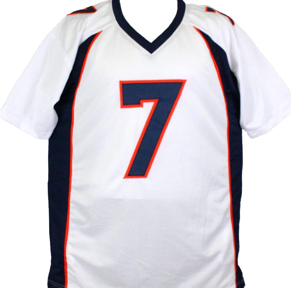 John Elway Autographed White Pro Style Jersey-Beckett W Hologram *Silver