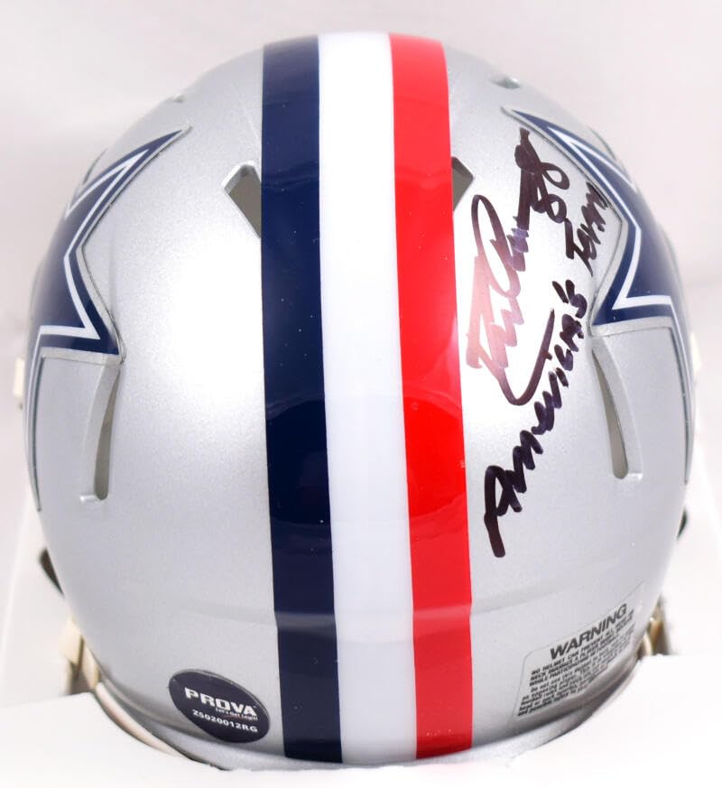 Drew Pearson Signed Cowboys 1976 Speed Mini Helmet w/America's Team- Prova