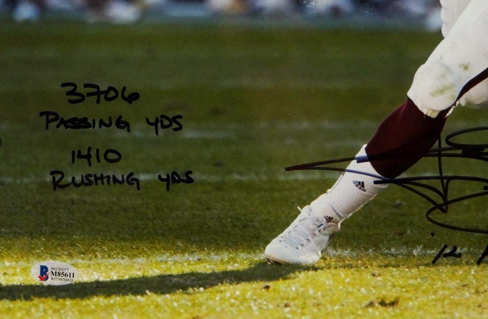 Johnny Manziel Signed Texas A&M 16x20 PF Photo Looking to Pass 5 Insc-Beckett