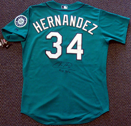 Seattle Mariners Felix Hernandez Autographed Teal Authentic Majestic Jersey "King Felix" Size 48 PSA/DNA Stock #33043