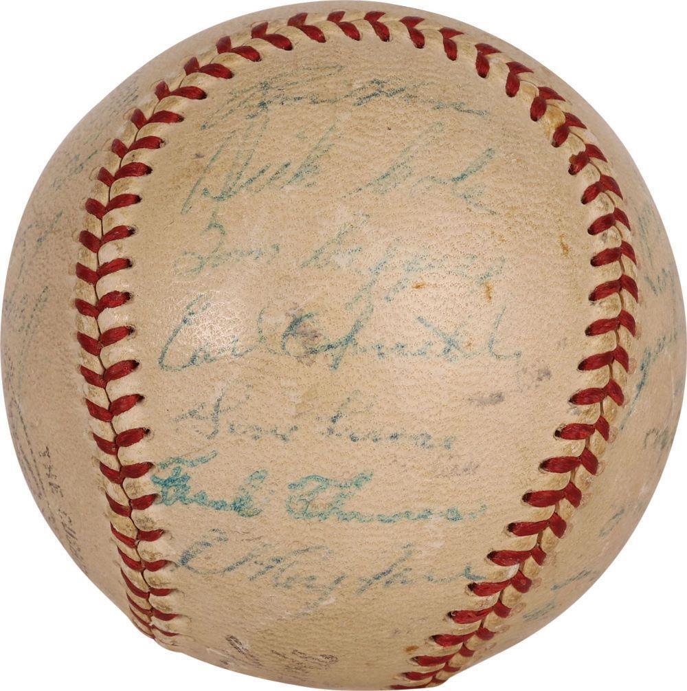 The Sports Integrity Robert Clemente Rookie Signed 1955 Pirates NL Baseball features Clemente's autograph plus 27 others in blue and green ink, with red stitching, authenticated by JSA LOA.