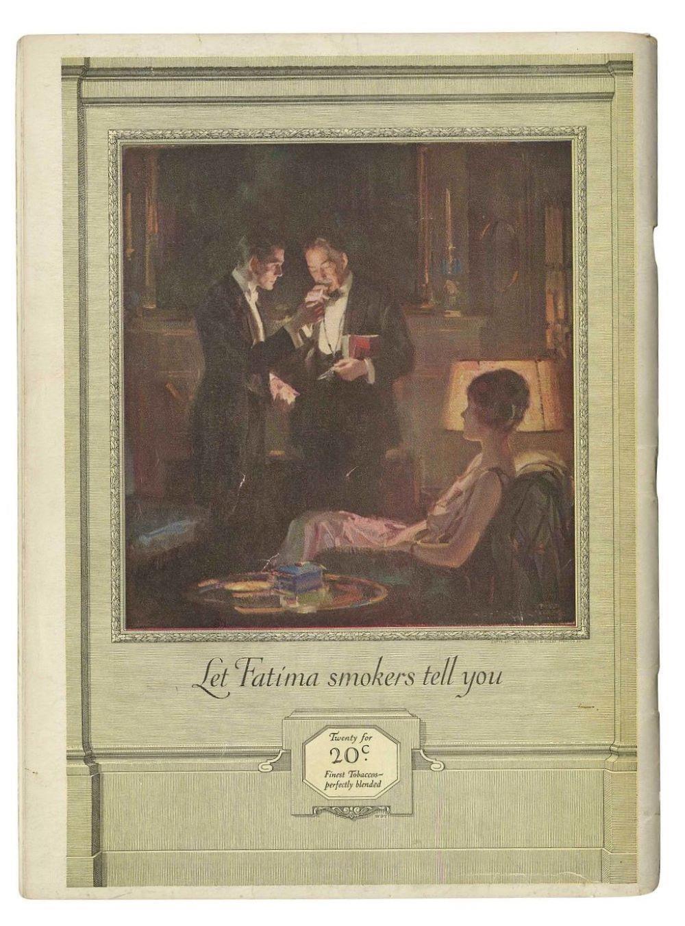 A vintage advertisement shows two men in tuxedos talking, one holding a program, with a woman nearby. Text below reads: Let fans tell you and advertises Army vs Yale October 28 1922 Official Game Program by Sports Integrity.