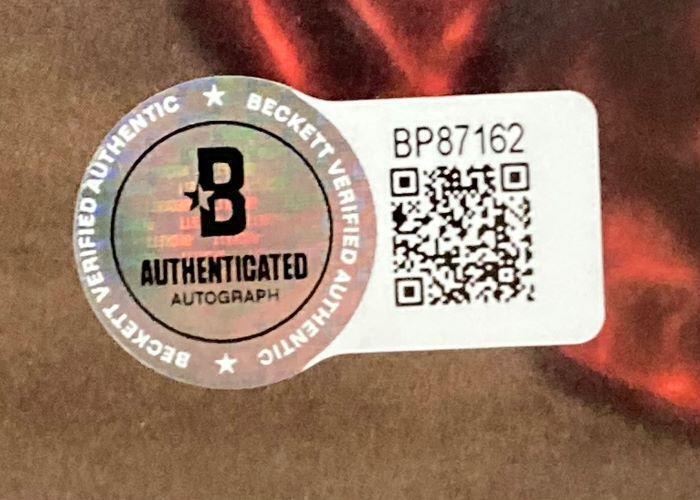 A Beckett Authenticated sticker with holographic seal, labeled Authenticated Autograph and QR code BP87162, is on the Jennifer Hudson Signed Framed The Gift Of Love Vinyl Insert by Sports Integrity.