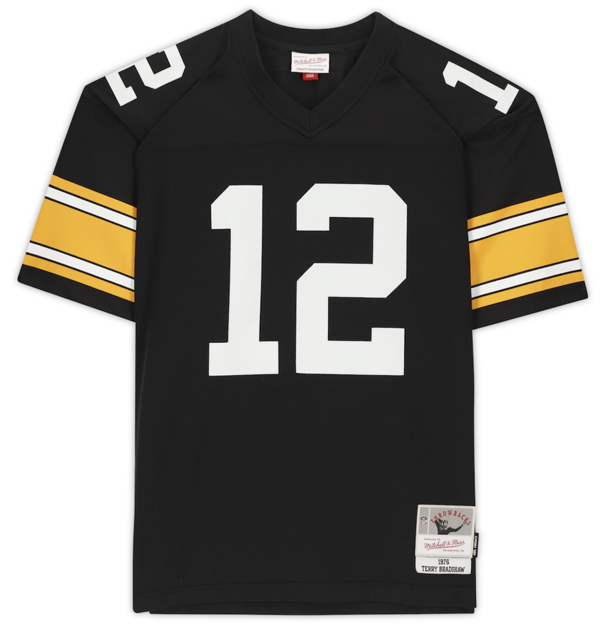 Terry Bradshaw Autographed/Inscribed "HOF 89" Pittsburgh Steelers Black Mitchell & Ness Throwback Jersey Fanatics