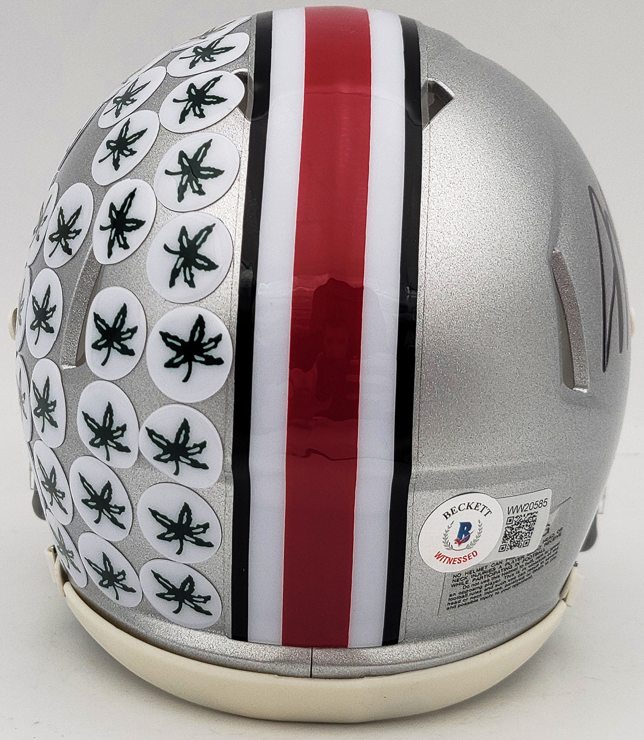Jaxon Smith-Njigba Autographed Ohio State Buckeyes Silver Speed Mini Helmet Beckett BAS QR Stock #203466